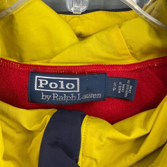 VTG Polo Ralph Lauren Hoodie Mens Small Red HI Tech Hybrid Fleece Drawstring - Picture 5 of 13